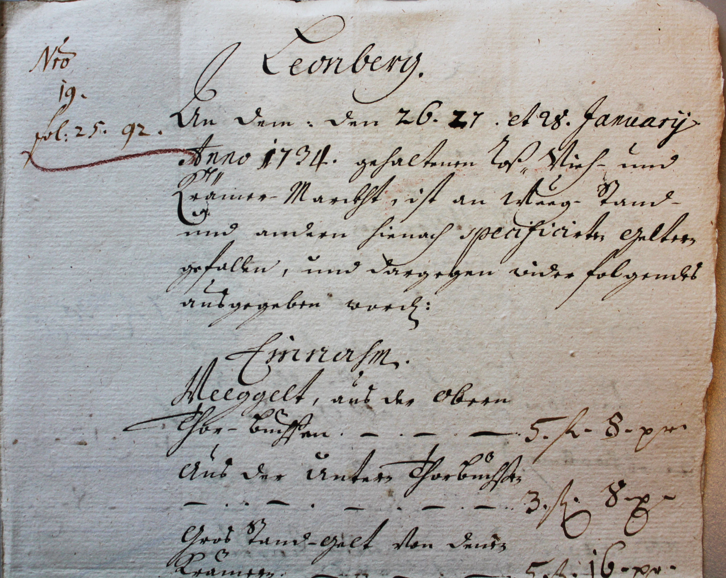 1733 Rechnungsueberschrift Vieh und Kraemermarkt